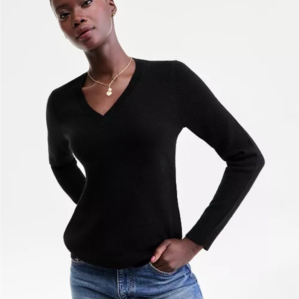 Charter Club| 100% Cashmere Black V-Neck Long Sleeve Sweater | Sz See Mea